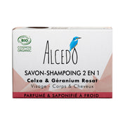 Savon-shampoing 2 en 1 Colza et Géranium Rosat pour le visage, le corps et les cheveux